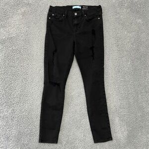 7 For All Mankind The Ankle Skinny Jeans Womens‎ 29 Black Excellent Distressed